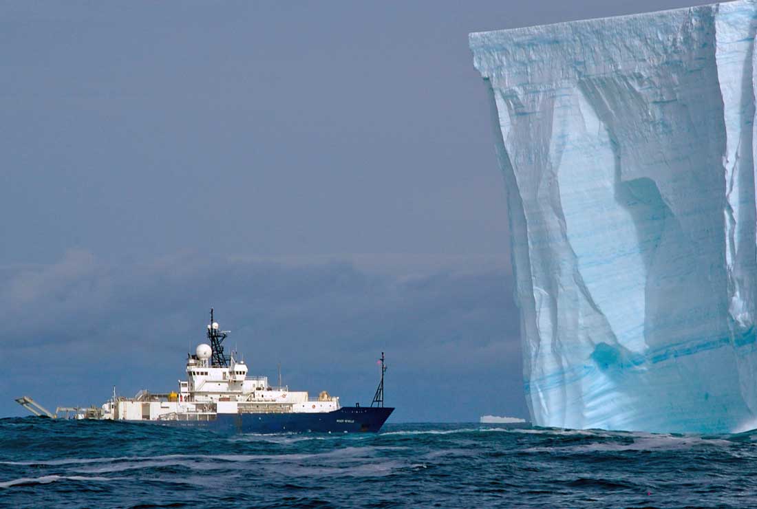 Photo of Scripps research ship in the arctic.