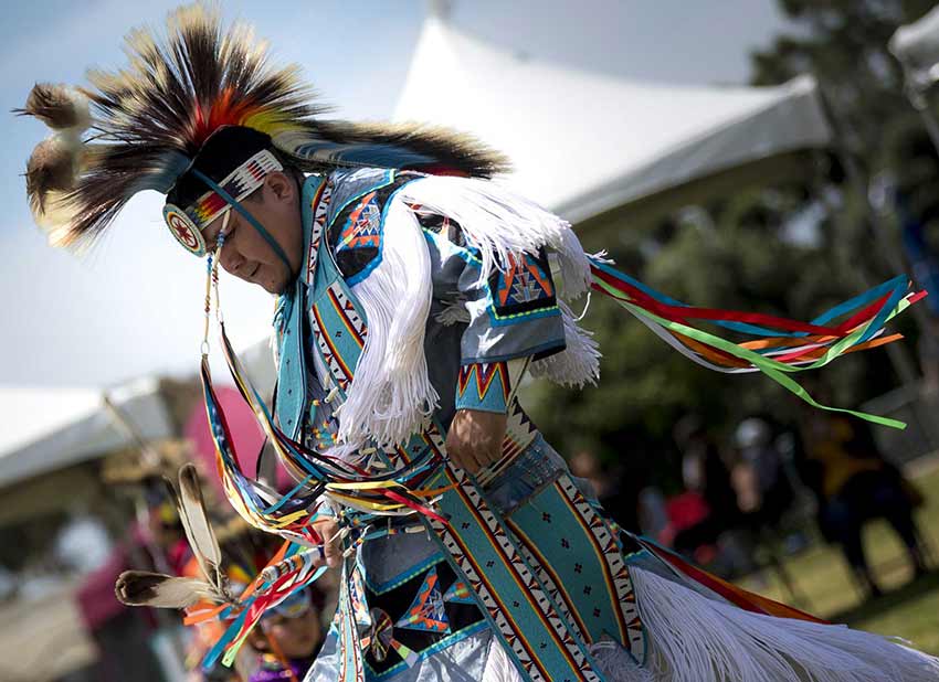 Photo of dancer at UC San Diego Pow Wow event.